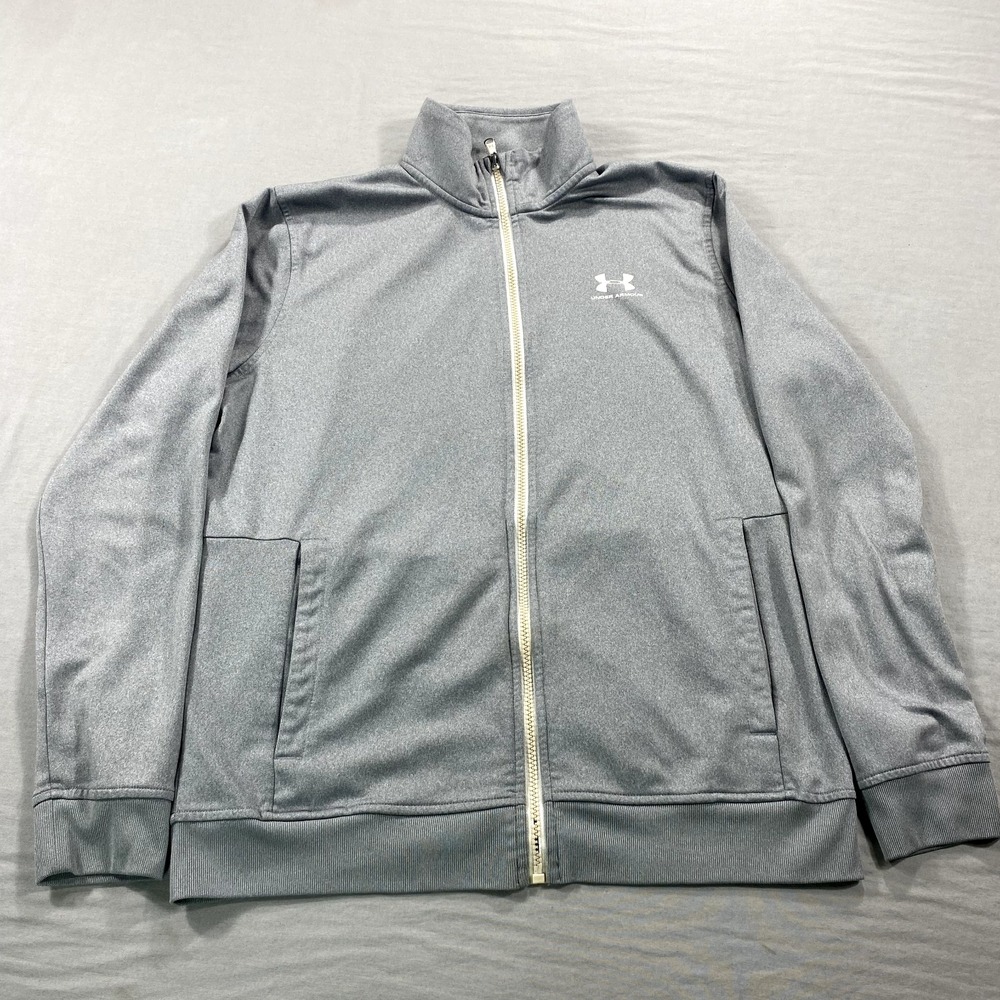Under Armour Jacket Womens Medium Gray Full Zip Track Gym Running Performance‎